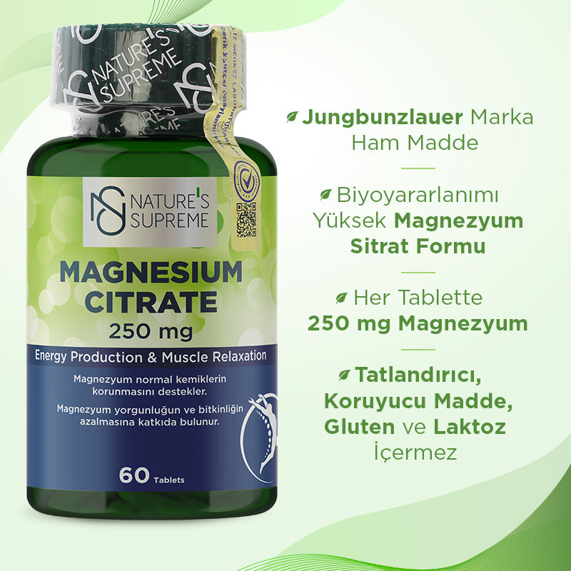 Nature's Supreme Magnesium Citrate 250 mg 60 Tablets