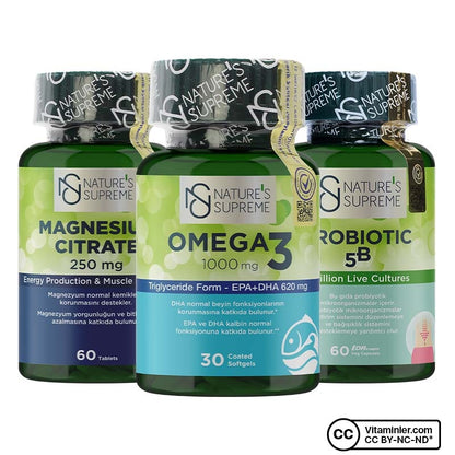 Nature's Supreme Magnesium + Omega 3 + Probiotic Bundle