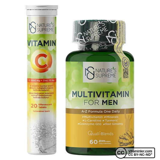 Nature's Supreme Multivitamin for Men 60 Capsules + Vitamin C & Zinc - 20 Effervescent Tablets