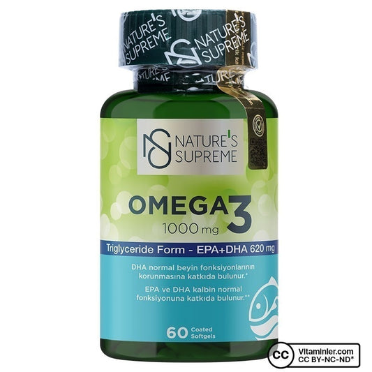 Nature's Supreme Omega 3 60 Capsules + Vitamin C + Zinc 20 Effervescent Tablets