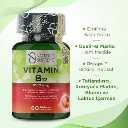 Nature's Supreme Vitamin B12 1000 mcg 60 Capsules