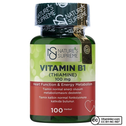 Nature's Supreme Vitamin B1 100 mg 100 Capsules