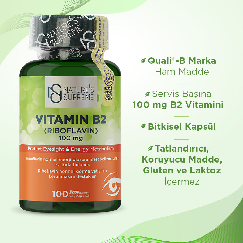 Nature's Supreme Vitamin B2 100 mg 100 Capsules