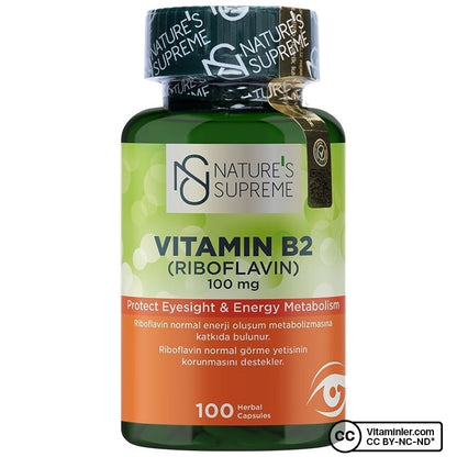 Nature's Supreme Vitamin B2 100 mg 100 Capsules
