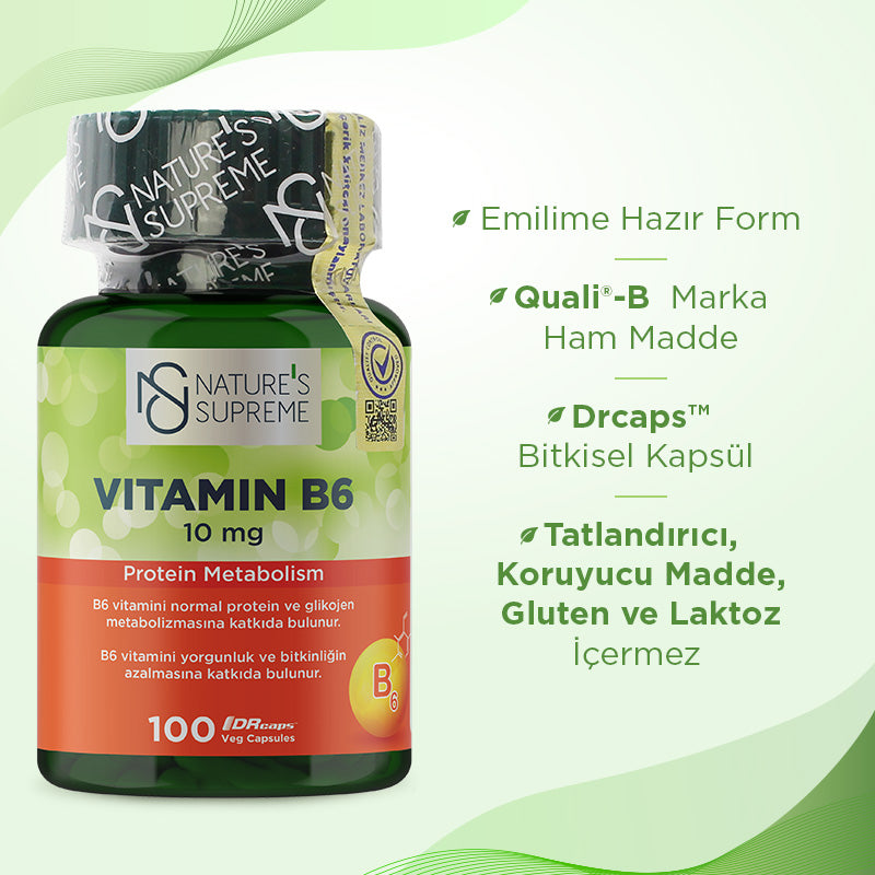 Nature's Supreme Vitamin B6 10 mg 100 Capsules