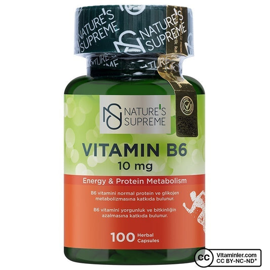 Nature's Supreme Vitamin B6 10 mg 100 Capsules