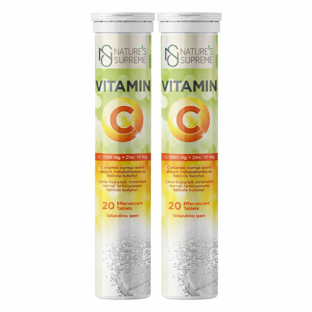 Nature's Supreme Vitamin C + Zinc 20 Effervescent Tablets (2 Pack)