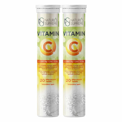 Nature's Supreme Vitamin C + Zinc 20 Effervescent Tablets (2 Pack)