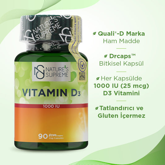 Nature's Supreme Vitamin D3 1000 IU 90 Capsules