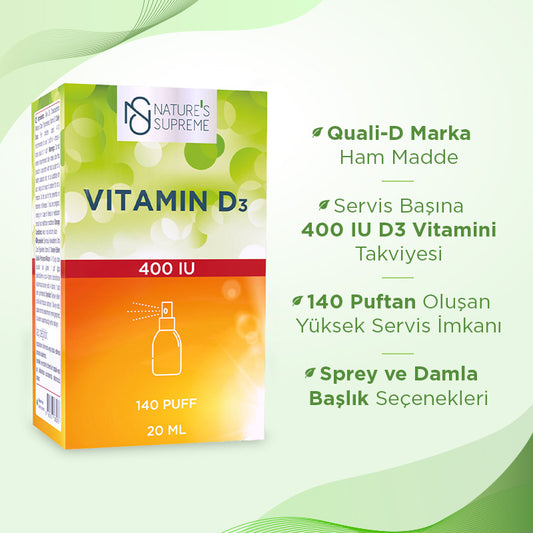 Nature's Supreme Vitamin D3 400 IU 20 mL Spray & Drops