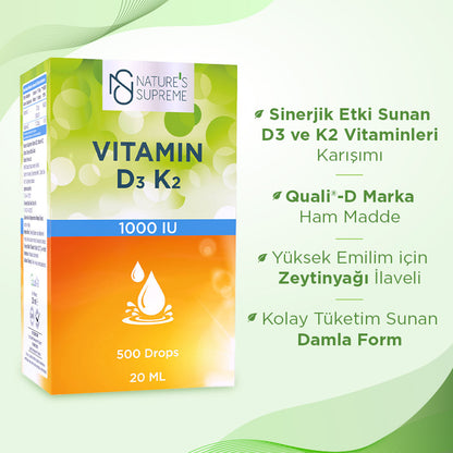 Nature's Supreme Vitamin D3 + K2 20 mL Drops