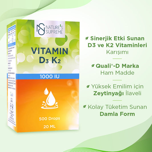 Nature's Supreme Vitamin D3 + K2 20 mL Drops