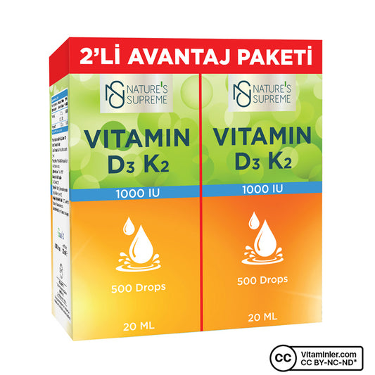 Nature's Supreme Vitamin D3 + K2 Drops 2 x 20 mL