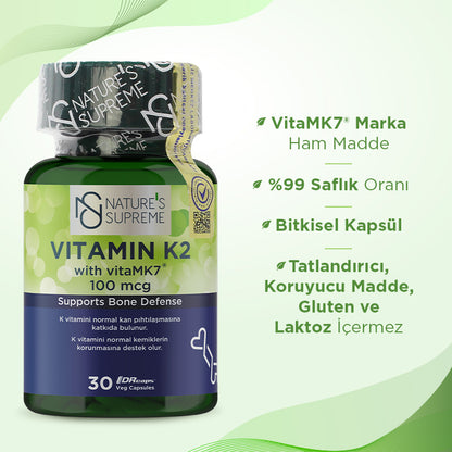 Nature's Supreme Vitamin K2 100 mcg 30 Capsules