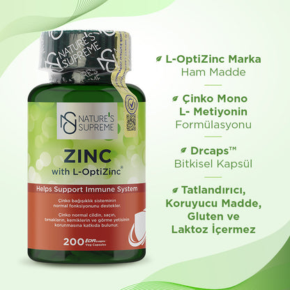 Nature's Supreme Zinc 15 mg 200 Capsules