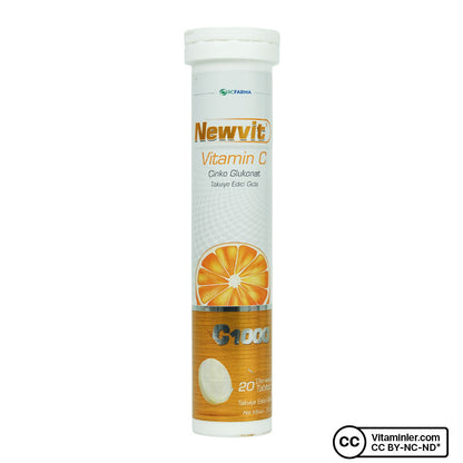 Newvit Vitamin C 1000 mg + Zinc 20 Effervescent Tablets