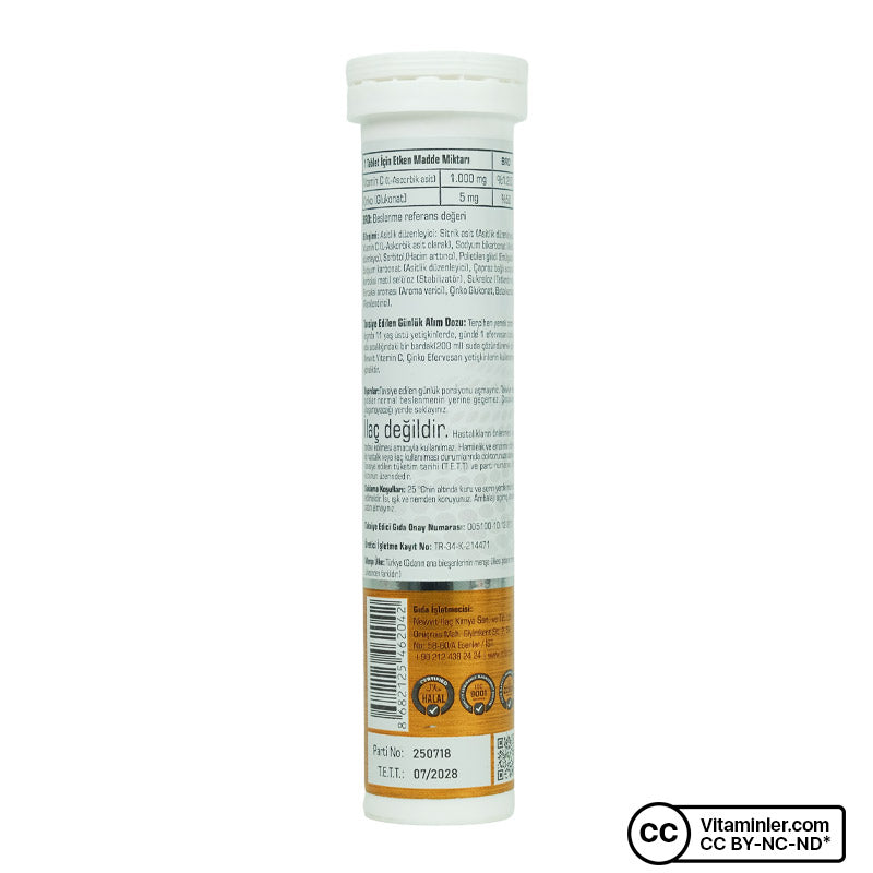 Newvit Vitamin C 1000 mg + Zinc 20 Effervescent Tablets