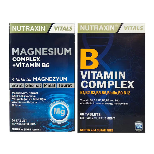 Nutraxin Magnesium Complex 60 Tablets + Vitamin B Complex Bundle