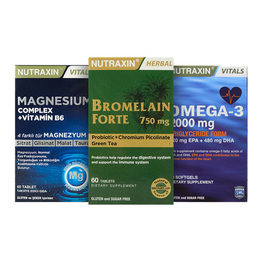 Nutraxin Magnesium Complex + Bromelain Forte + Omega 3 Set