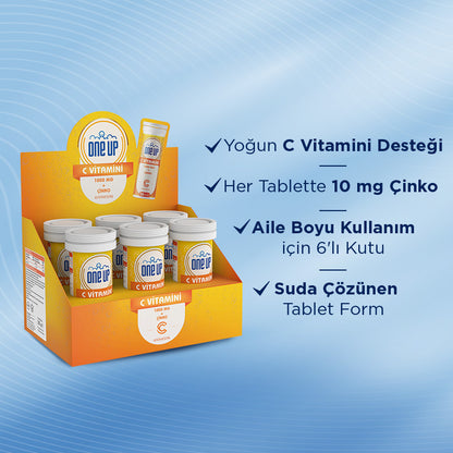 One Up Vitamin C + Zinc - 10 Effervescent Tablets (6 Pack)