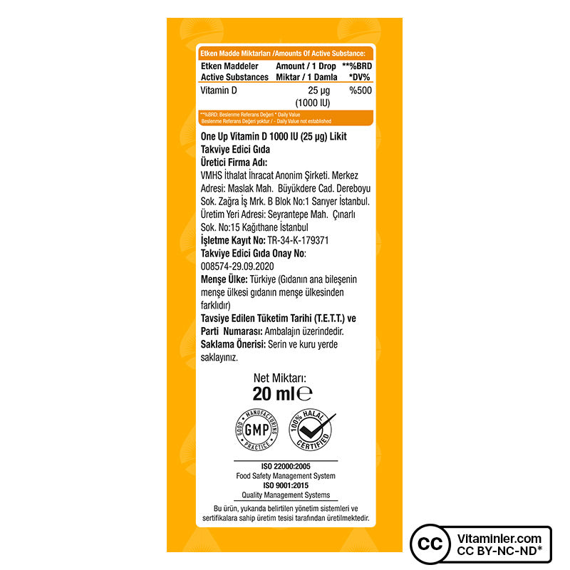 One Up Vitamin D3 1000 IU 20 mL Drops (2 Pack)