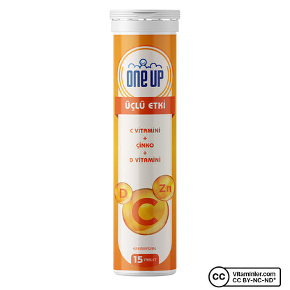 One Up Triple Action Vitamin C + Zinc + Vitamin D 15 Effervescent Tablets