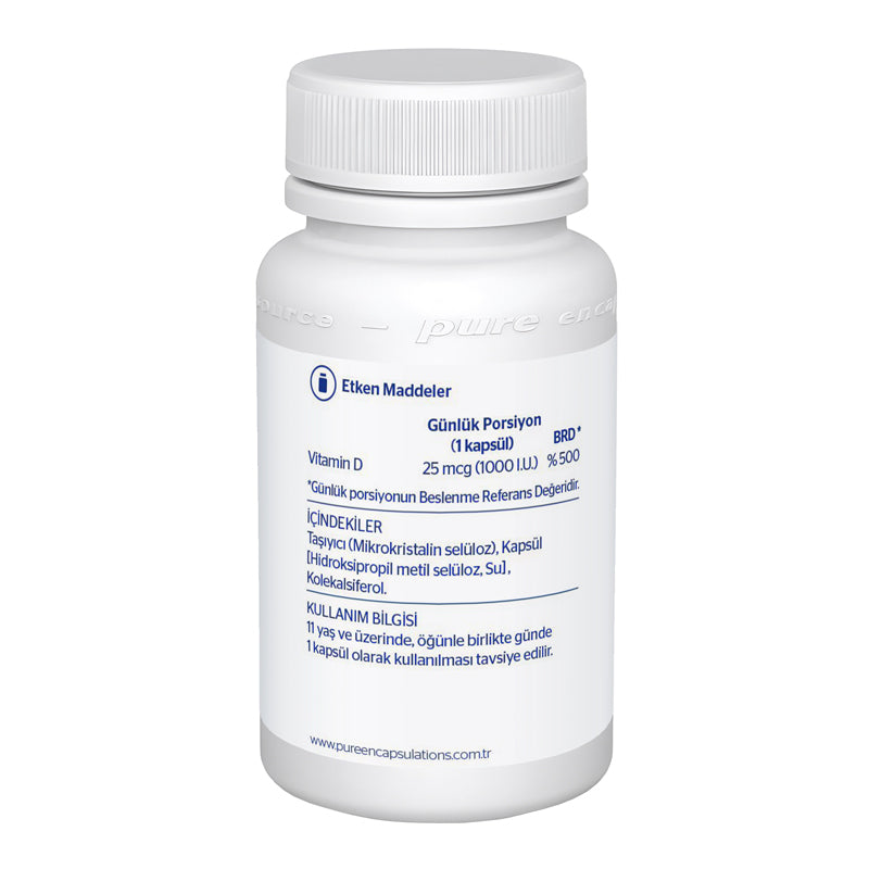 Pure Encapsulations Vitamin D3 1000 IU 30 Capsules