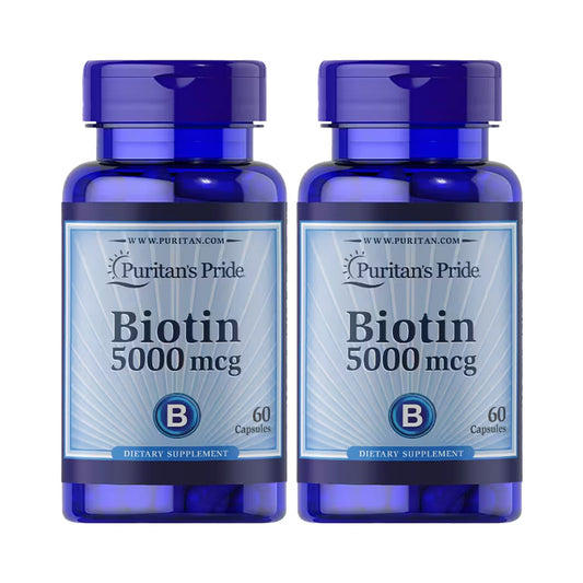 Puritan's Pride Biotin 5000 mcg 60 Capsules (2 Pack)