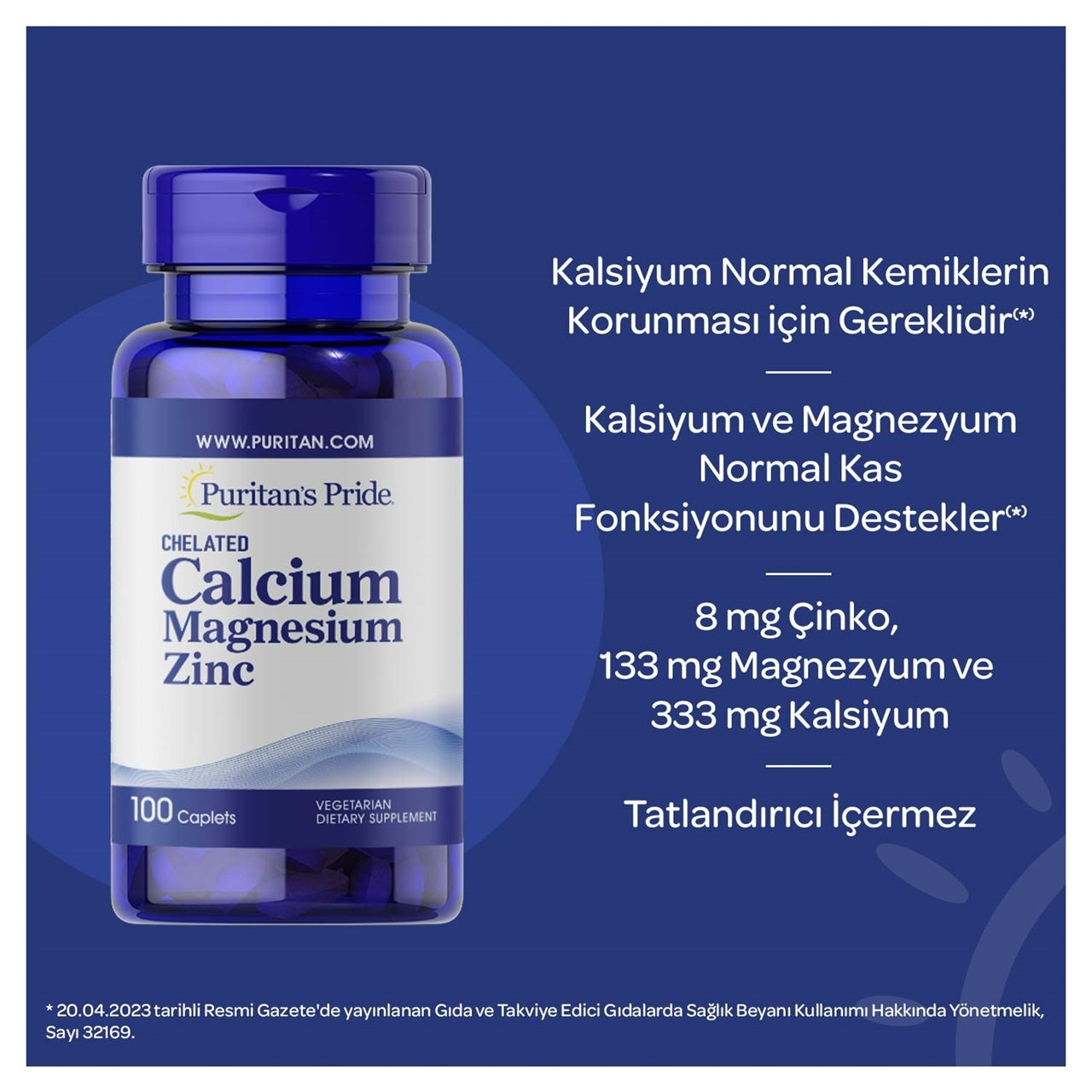 Puritan's Pride Calcium Magnesium Zinc 100 Tablets