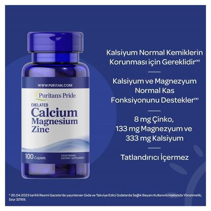 Puritan's Pride Calcium Magnesium Zinc 100 Tablets