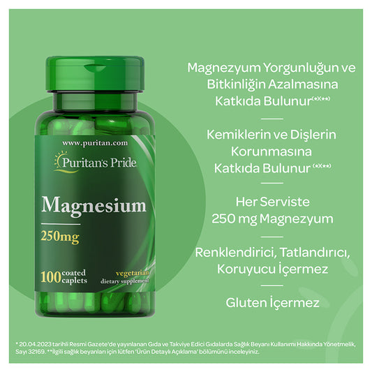Puritan's Pride Magnesium 250 mg 100 Tablets