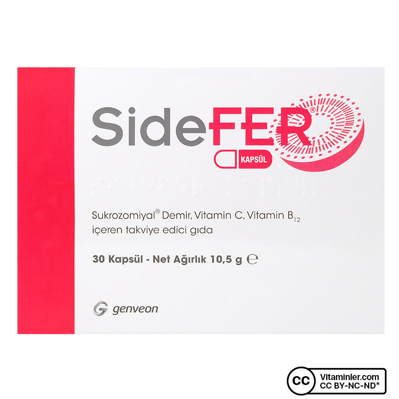 SideFER Sucrosomial Iron, C Vitamin & B12 Vitamin 30 Capsules