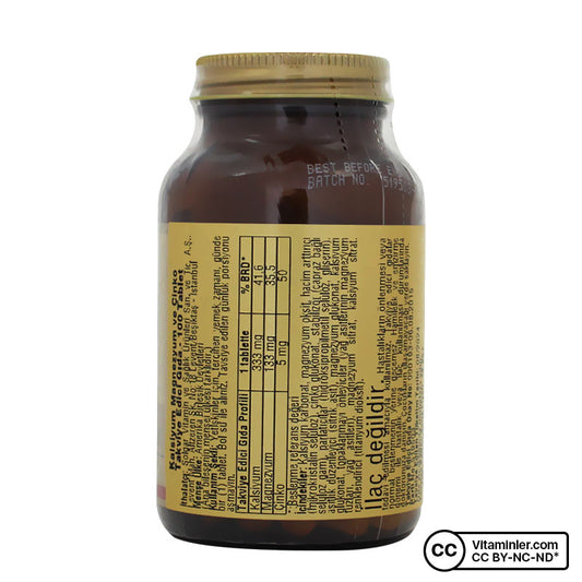 Solgar Calcium Magnesium Plus Zinc 100 Tablets