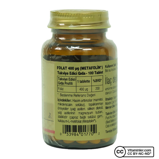Solgar Folate (Metafolin®) 400 mcg 100 Tablets