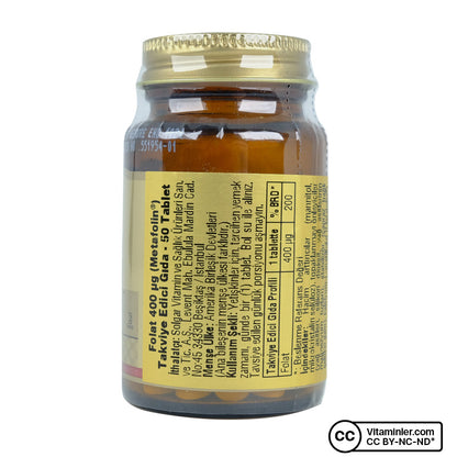 Solgar Folate (Metafolin®) 400 mcg 50 Tablets