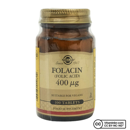 Solgar Folic Acid (Folacin) 400 mcg 100 Tablets