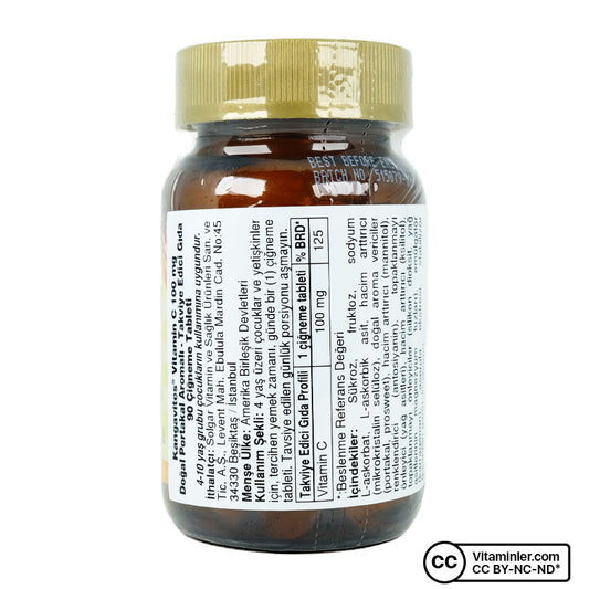 Solgar Kangavites Vitamin C 100 mg 90 Tablets