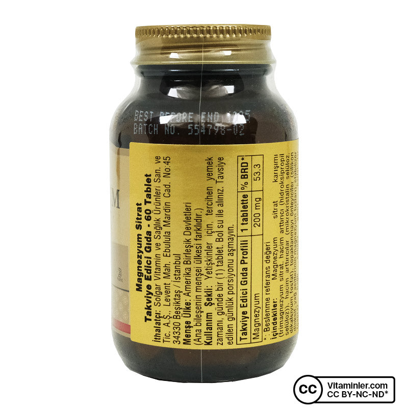 Solgar Magnesium Citrate 200 mg 60 Tablets