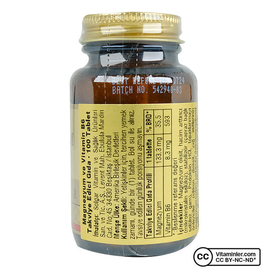 Solgar Magnesium with Vitamin B6 100 Tablets