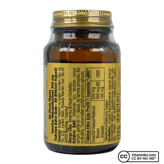 Solgar No Flush Niacin 500 mg 50 Capsules