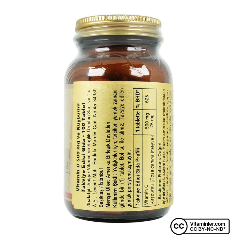 Solgar Vitamin C 500 mg Rose Hips 100 Tablets