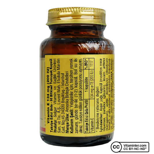 Solgar Vitamin E 200 IU 50 Capsules