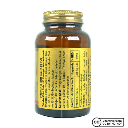 Solgar Vitamin E 400 IU 268 mg 50 Capsules