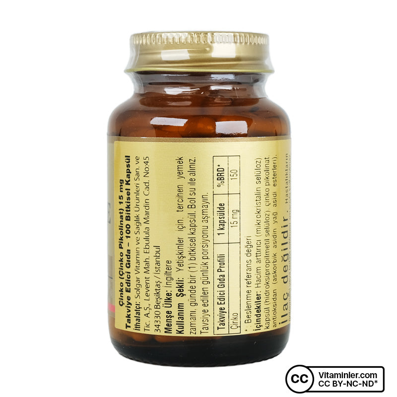 Solgar Zinc Picolinate 15 mg 100 Capsules
