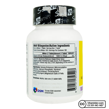 Suda Vitamin D3 1000 IU 100 Tablets
