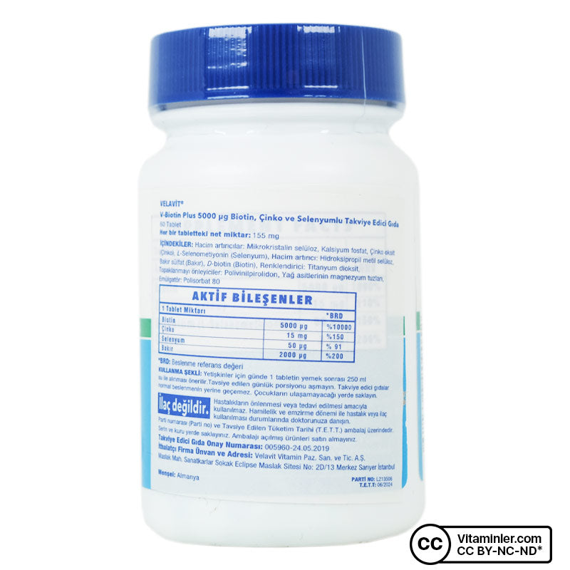 Velavit V-Biotin Plus 5000 mcg 60 Tablets