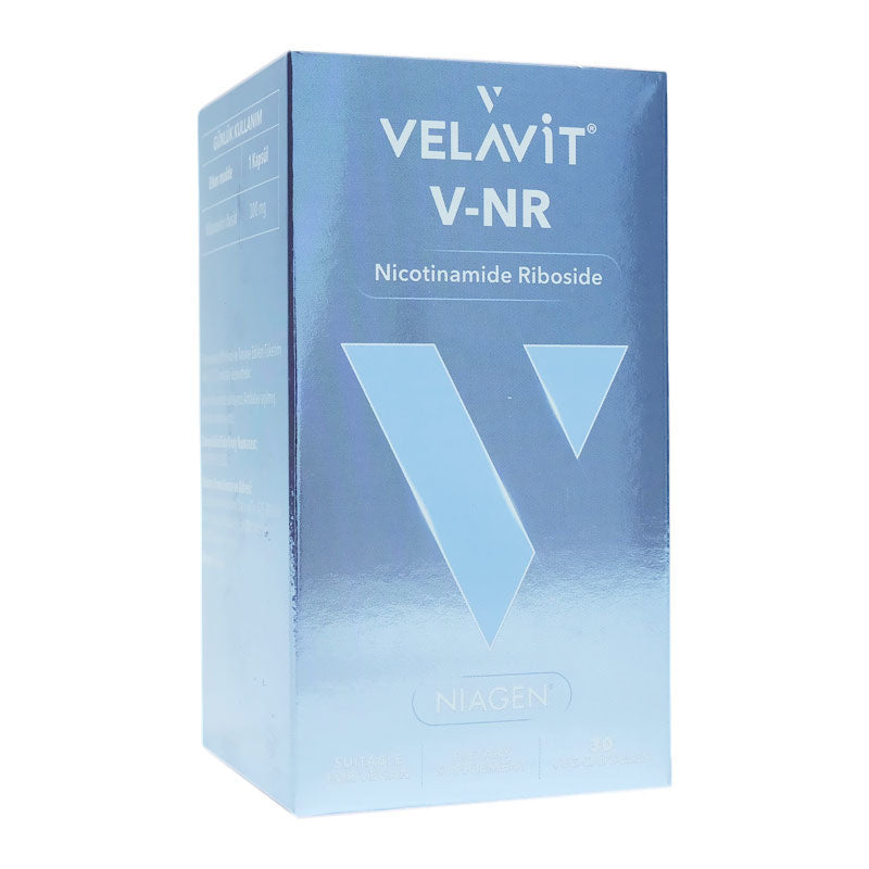 Velavit V-NR Nicotinamide Riboside packaging on a white background