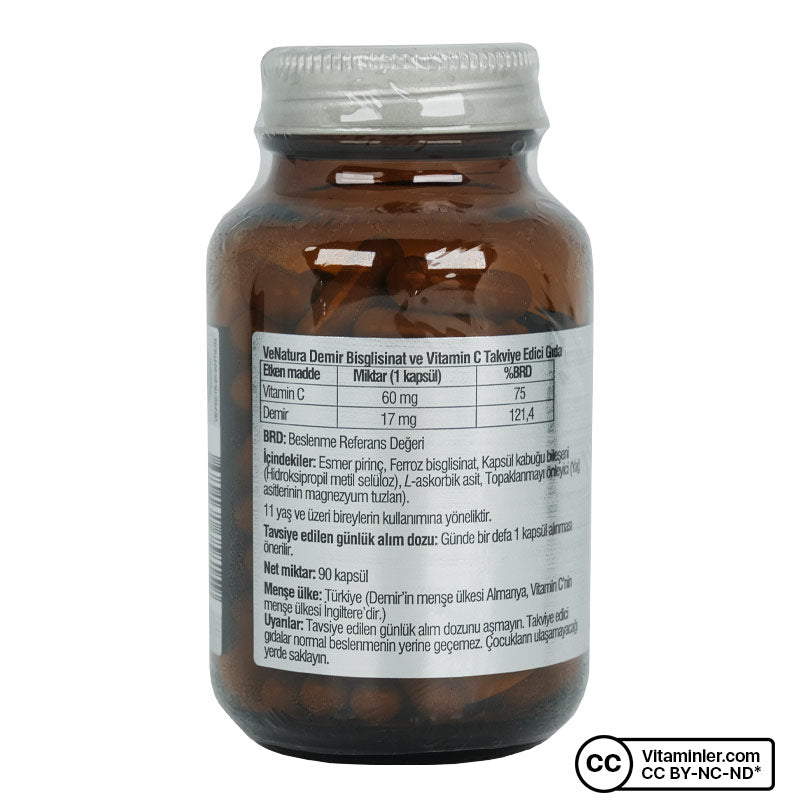 Venatura Iron Bisglycinate & Vitamin C 90 Capsules