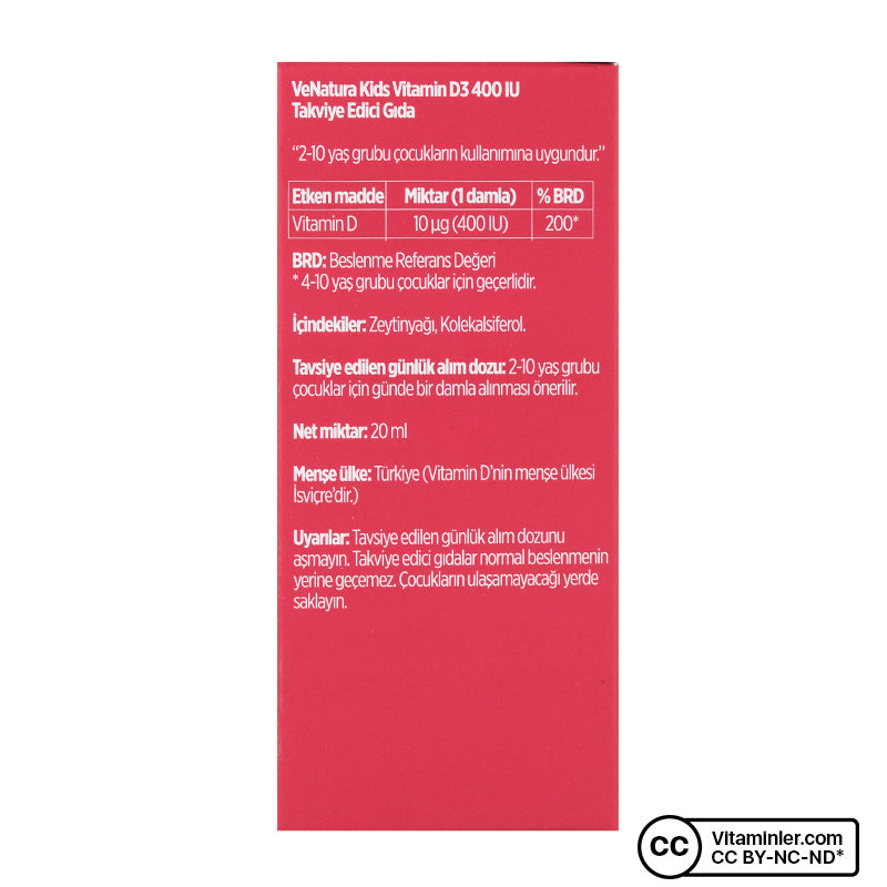 Venatura Kids Vitamin D3 400 IU - 20 mL Drops (2 Pack)