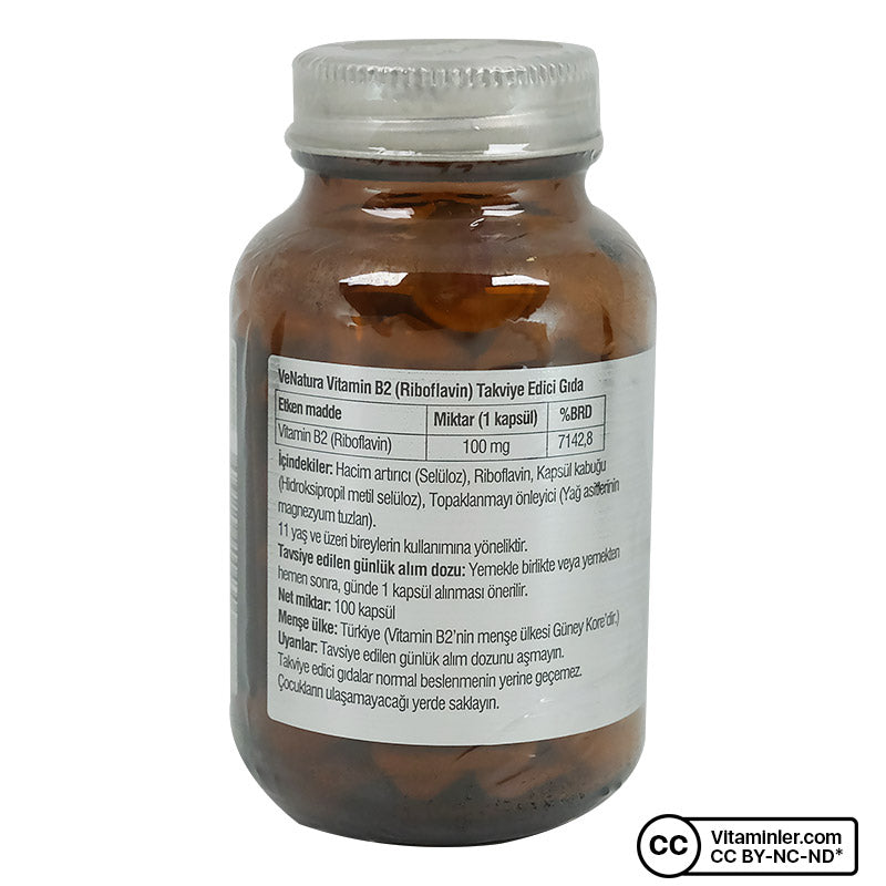 Venatura Vitamin B2 (Riboflavin) 100 Capsules